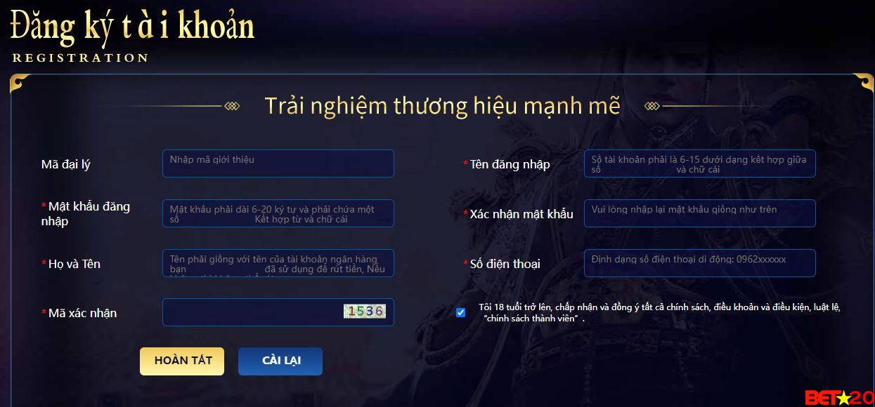 đăng ký tài khoản qh88